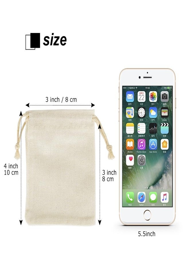 HRX Package 20pcs Little Muslin Bags 3x4 inches, Double Drawstring Cotton Jewelry Pouches Empty Sachet for Mini Gift Party Favors DIY - Image 3